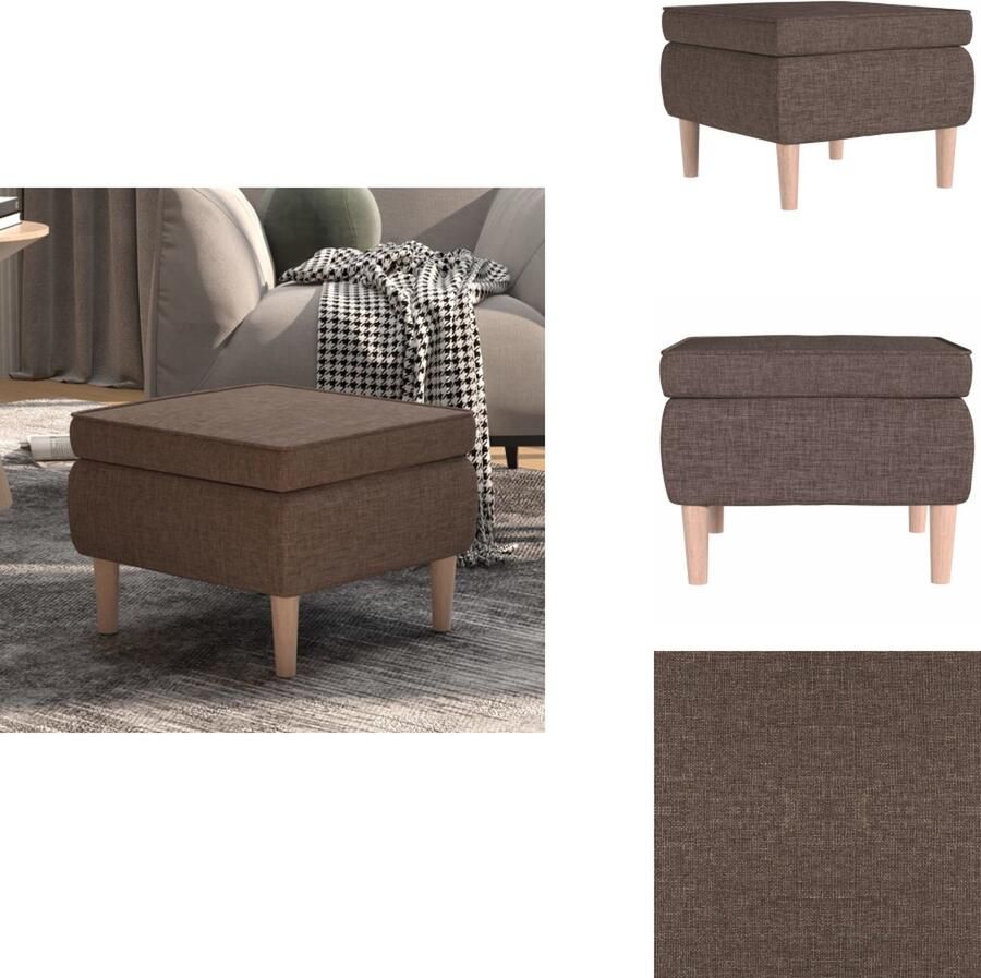 VidaXL Charmante Kruk Voetenbank Taupe 55 x 54.5 x 42 cm Stof Rubberwood Krukje