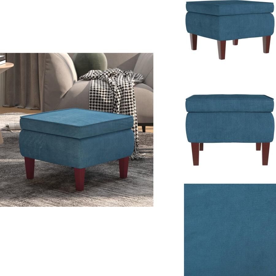 VidaXL Kruk Krukken Voetenbank Voetensteun Kruk met houten poten fluweel blauw