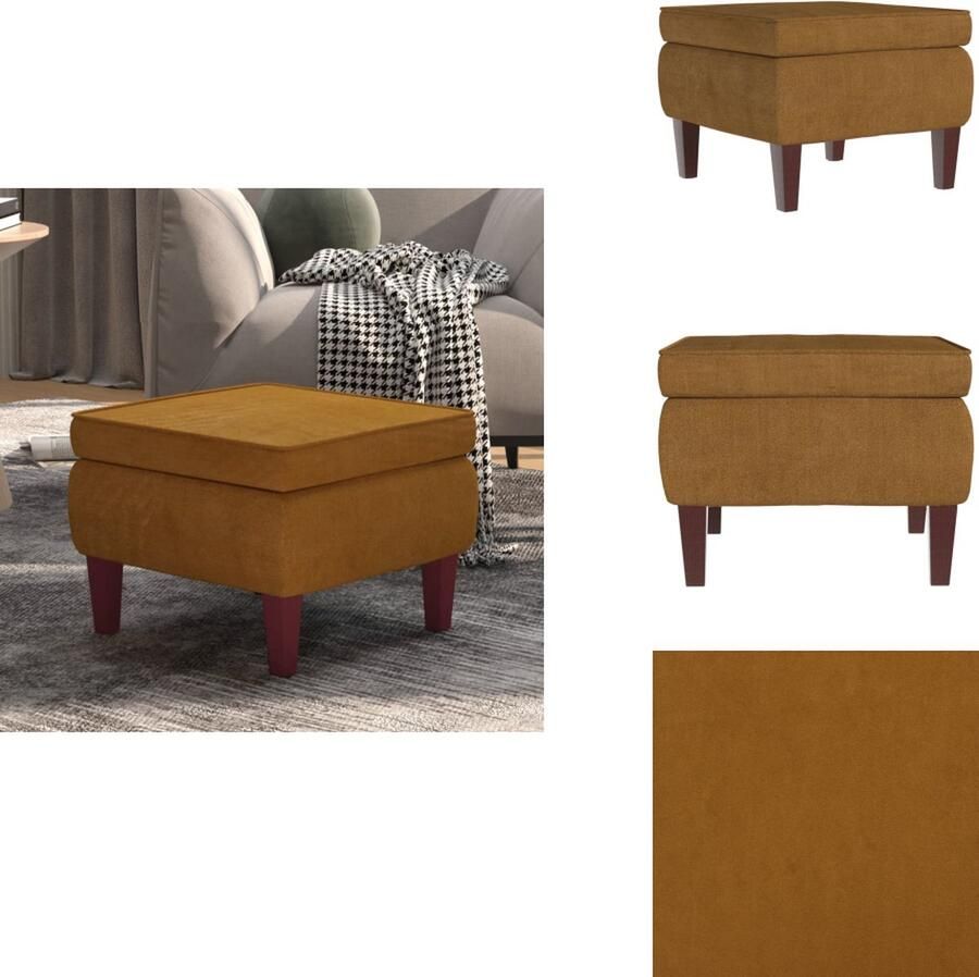 VidaXL Kruk Krukken Voetenbank Voetensteun Kruk met houten poten fluweel bruin