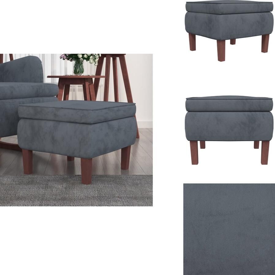 VidaXL Kruk Krukken Voetenbank Voetensteun Kruk met houten poten fluweel donkergrijs