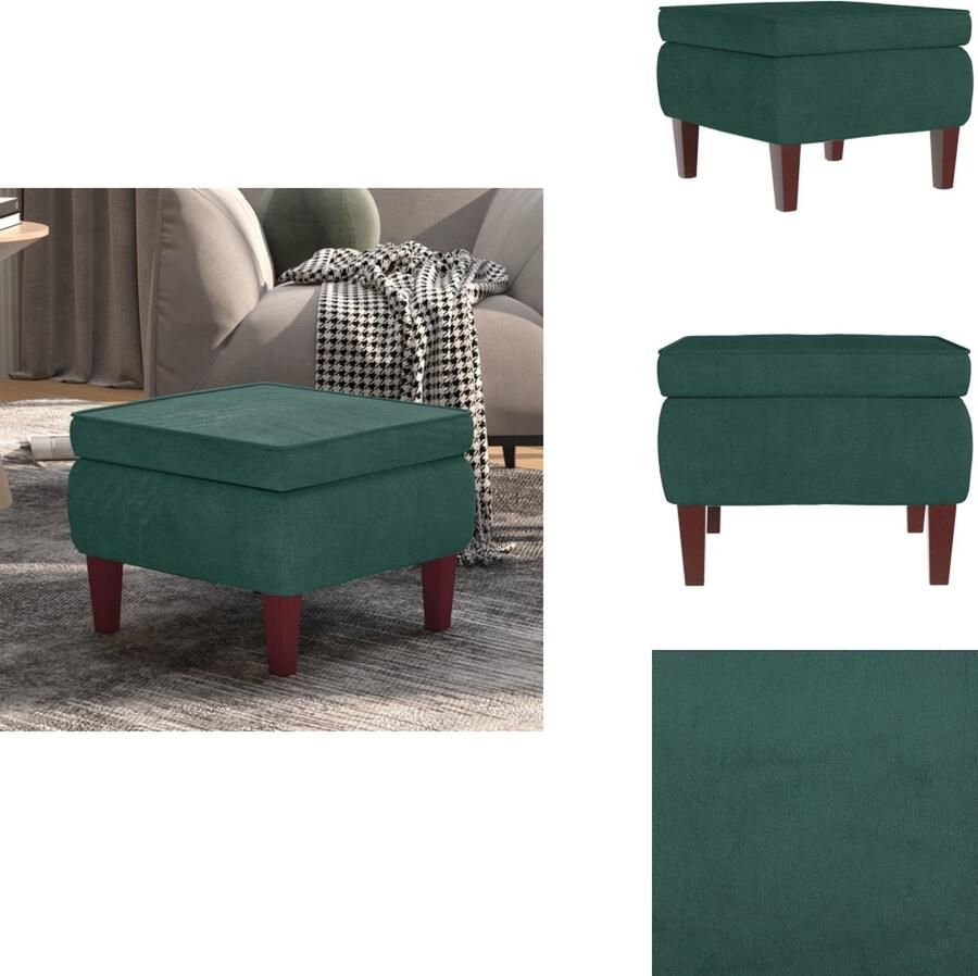 VidaXL Kruk Krukken Voetenbank Voetensteun Kruk met houten poten fluweel donkergroen