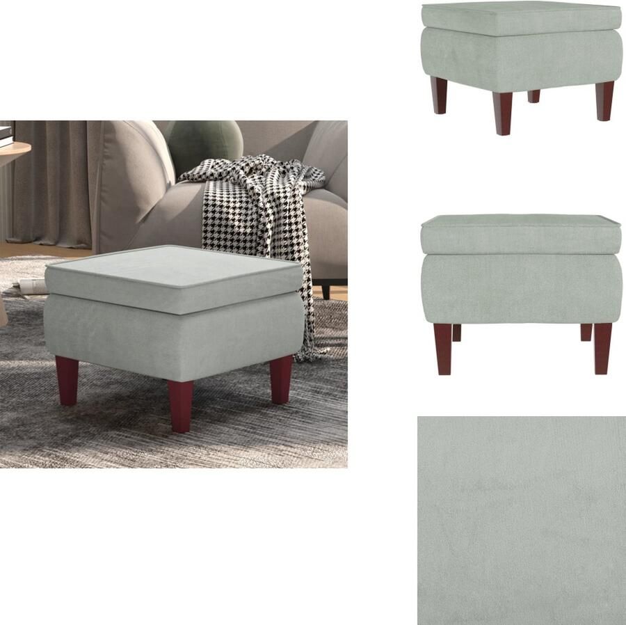 VidaXL Kruk Krukken Voetenbank Voetensteun Kruk met houten poten fluweel lichtgrijs