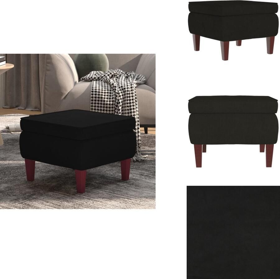 VidaXL Kruk Krukken Voetenbank Voetensteun Kruk met houten poten fluweel zwart