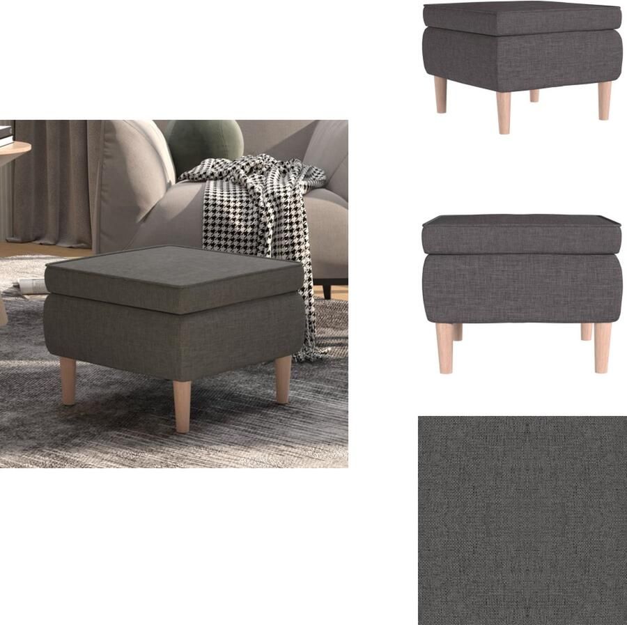 VidaXL Kruk Krukken Voetenbank Voetensteun Kruk met houten poten stof donkergrijs