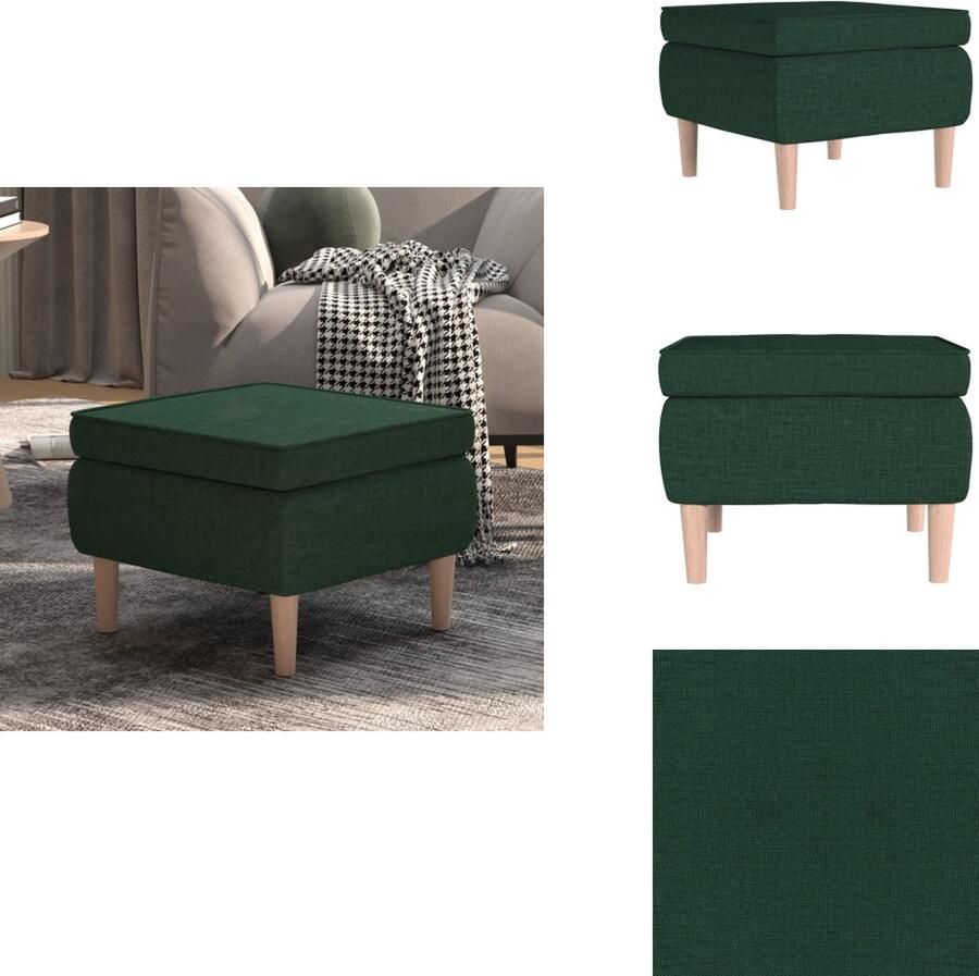 VidaXL Kruk Krukken Voetenbank Voetensteun Kruk met houten poten stof donkergroen