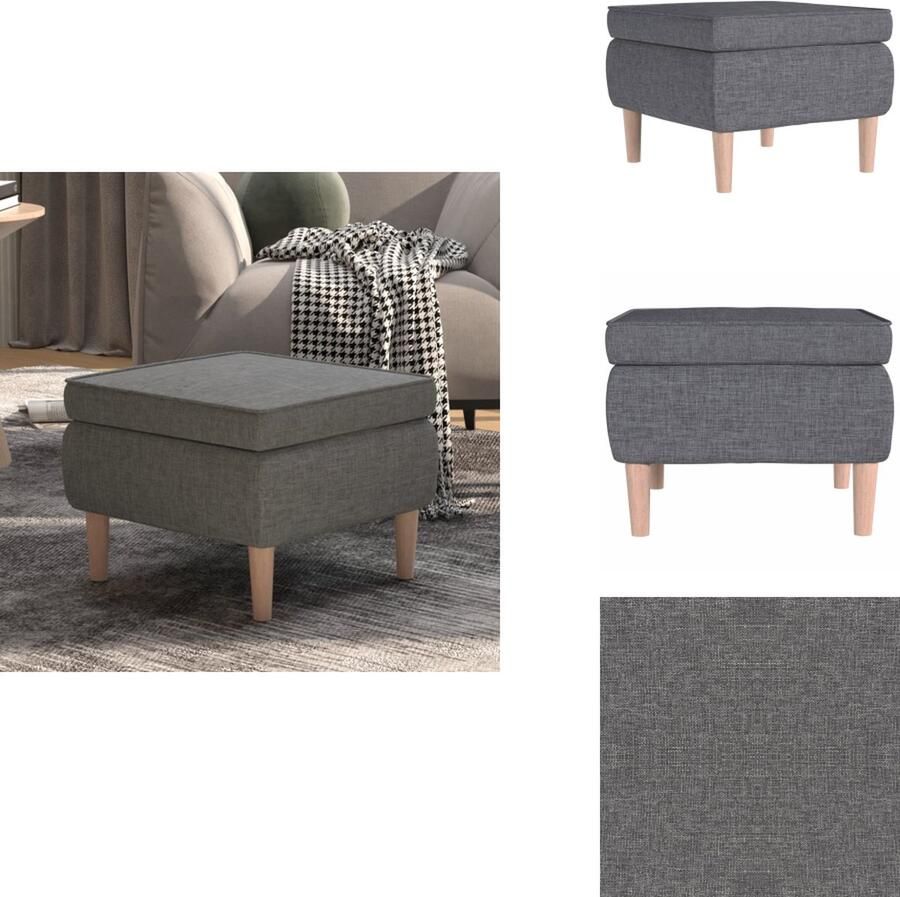 VidaXL Kruk Krukken Voetenbank Voetensteun Kruk met houten poten stof lichtgrijs