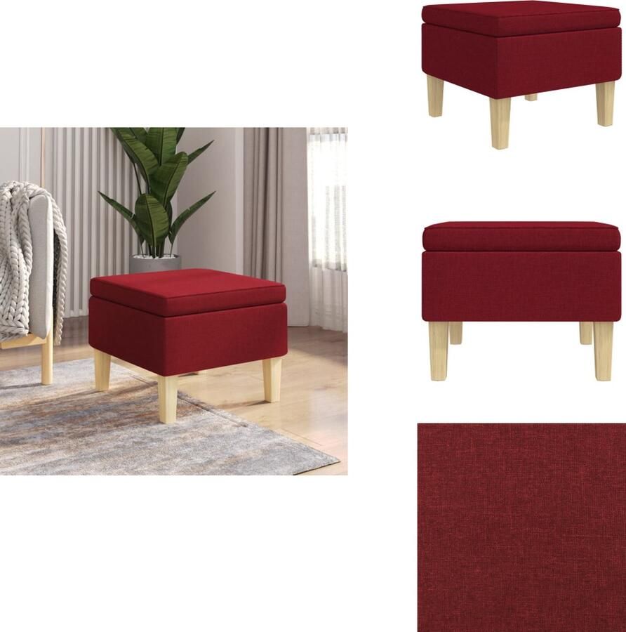 VidaXL Kruk Krukken Voetenbank Voetensteun Kruk met houten poten stof wijnrood
