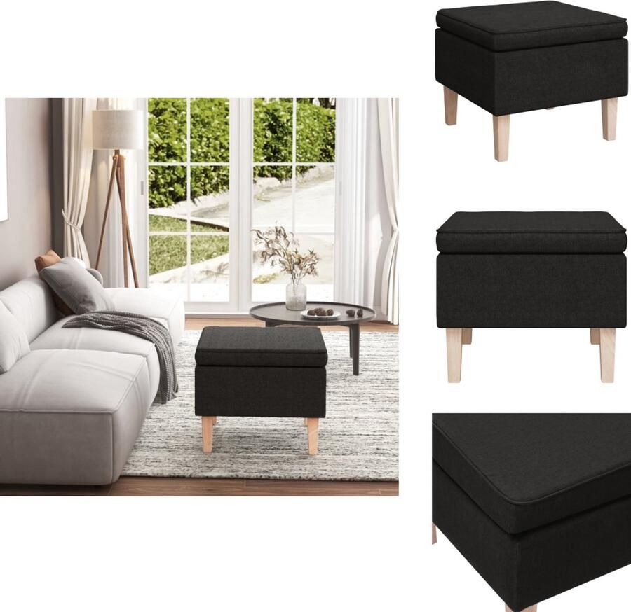 VidaXL Kruk Krukken Voetenbank Voetensteun Kruk met houten poten stof zwart