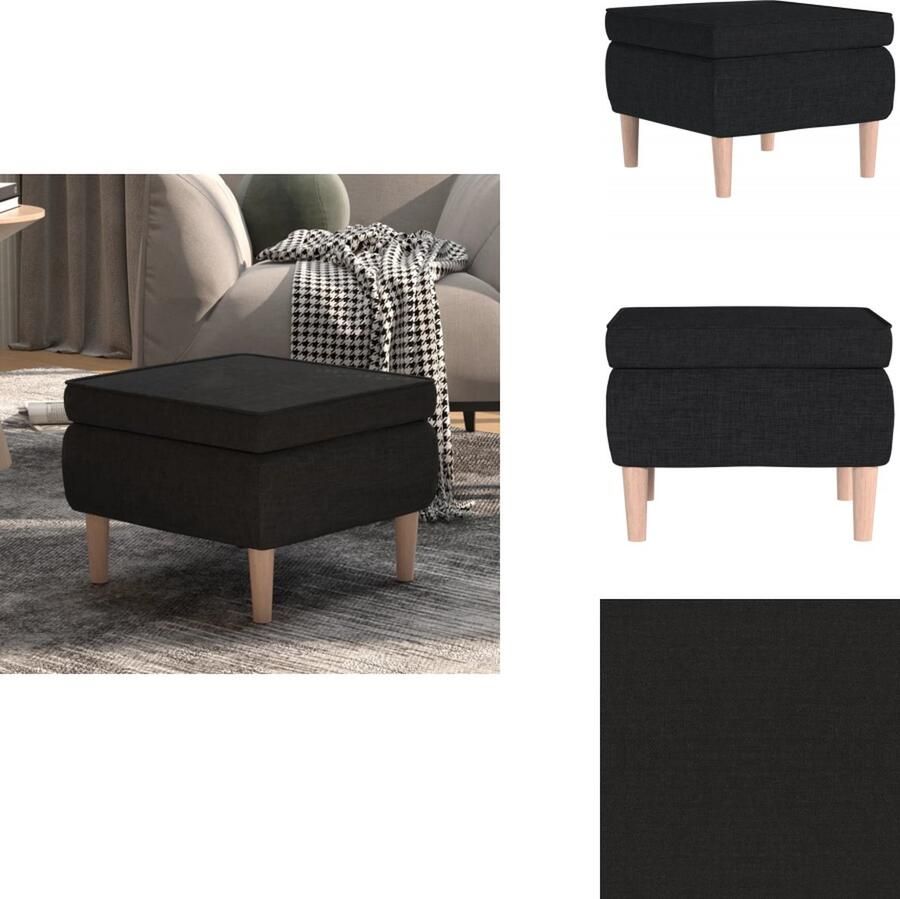 VidaXL Kruk Charmant Voetenbank Zwart 55 x 54.5 x 42 cm 100% polyester Rubberwood Krukje