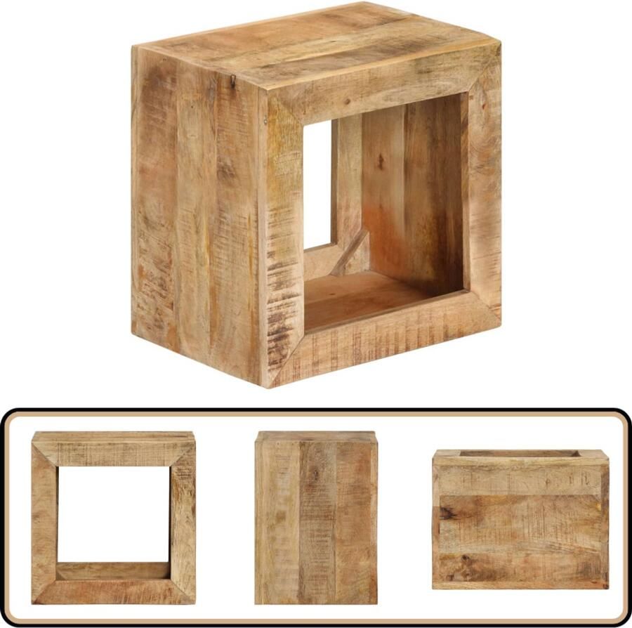 VidaXL Kruk Massief Mangohout 40x30x40 cm Bijzettafel Retro Meubels Mangohout Meubel Vintage Interieur Woonkamer Accessoires
