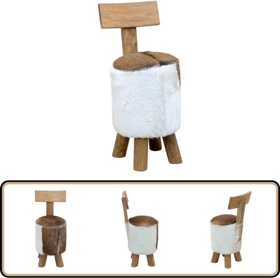 VidaXL Kruk Massief Teakhout Bruin 30x30x70cm Krukken Stoelen Woonaccessoires Meubilair Bruine Kruk Teak Hout Suar Hout Geiten Leer Design Kruk Moderne Kruk Inklapbare Kruk