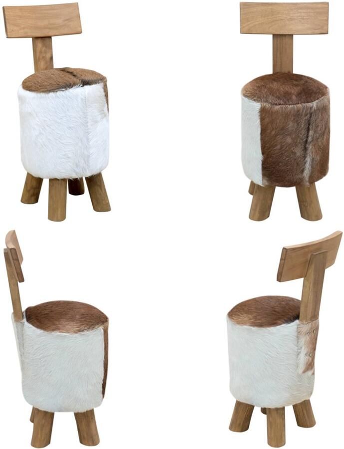 VidaXL Kruk massief teakhout bruin Kruk Krukken Stoel Stoelen