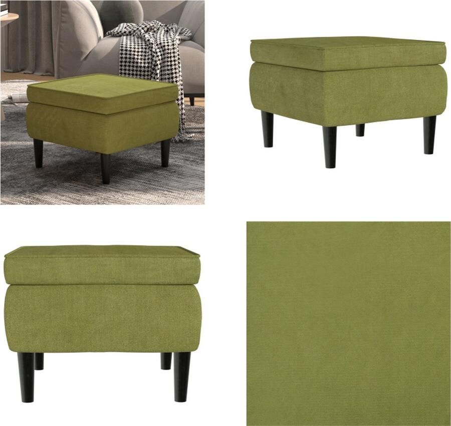 VidaXL Kruk met houten poten fluweel lichtgroen Kruk Krukken Voetenbank Poef