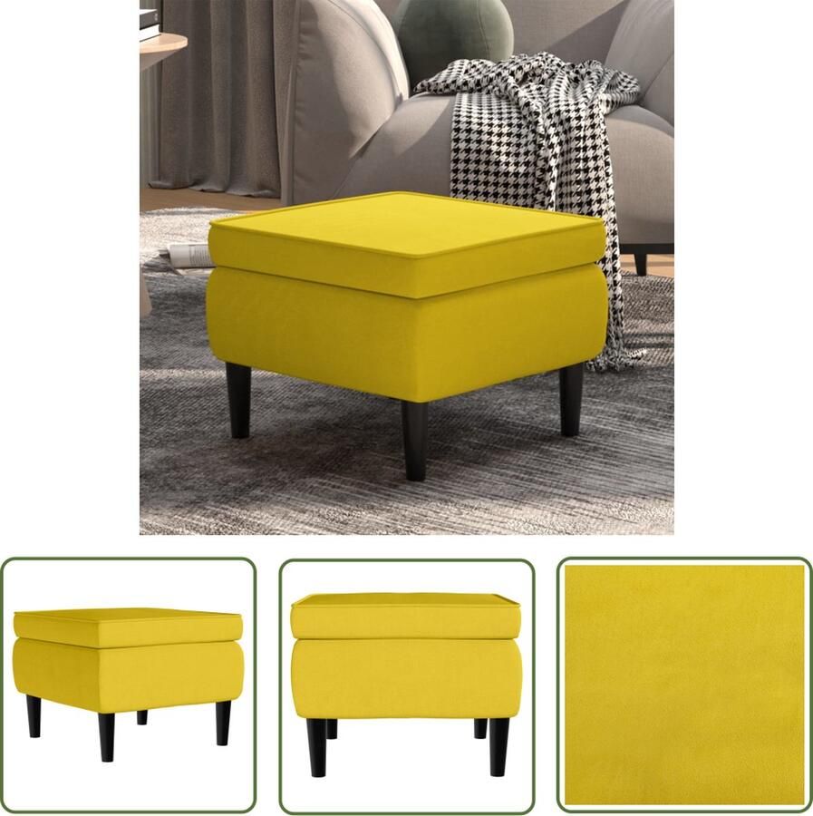 The Living Store Voetenbank Geel fluweel 55 x 54.5 x 42 cm Voetenbank Kruk Poef Lounge Bank Huiskamer Meubilair - Foto 2