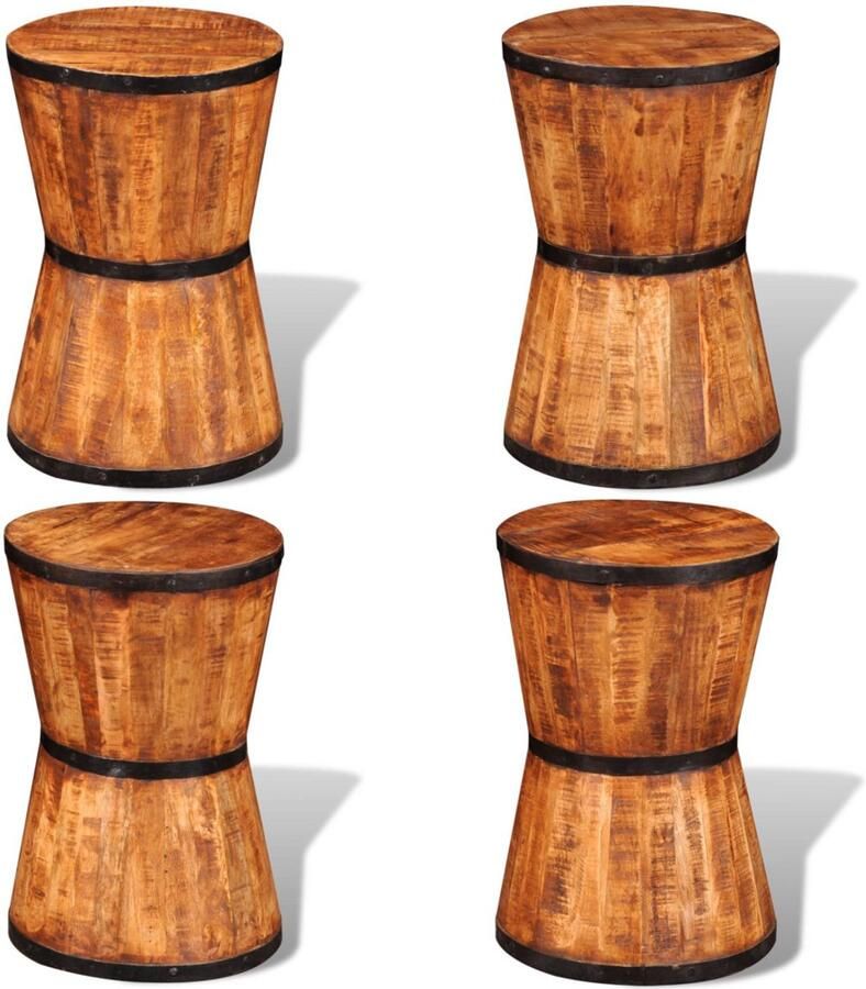 VidaXL Kruk zandlopervormig ruw mangohout Kruk Krukken Houten Kruk Houten Krukken