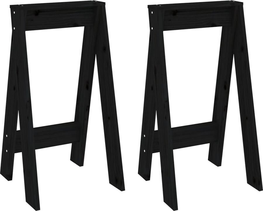 VidaXL Krukken 2 stuks Massief Grenenhout Zwart Barkrukken Rustiek Meubilair Granenhouten Meubels Zwarte Barkrukken Keukenstoelen Eetkamerstoelen Hoge Stoelen - Foto 2