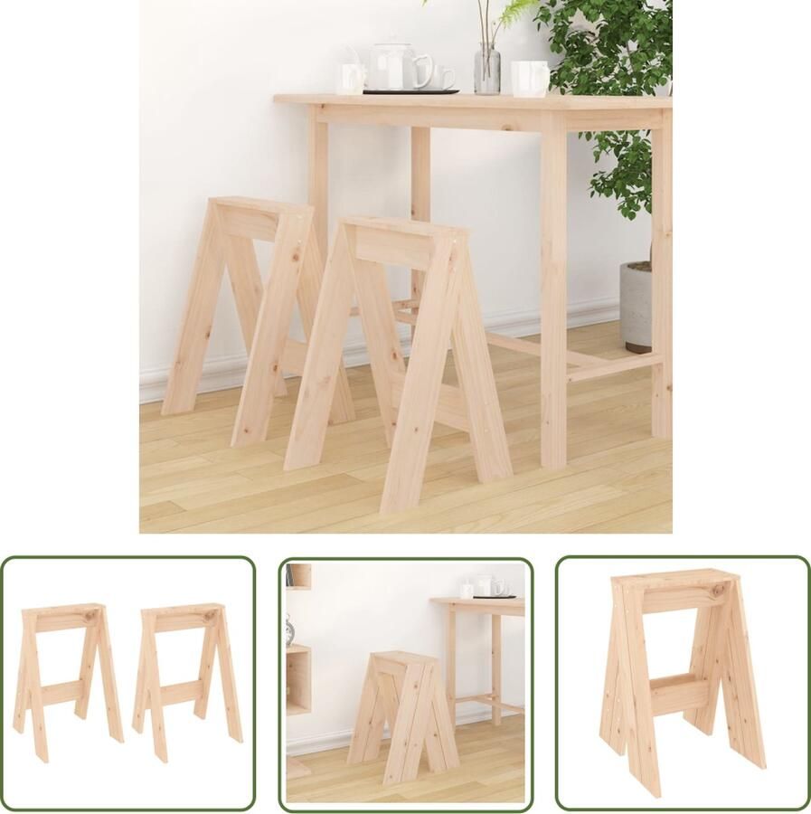 The Living Store Barkrukken Grenenhout 40x40x60 cm 110 kg draagvermogen 2 stuks Barkrukken Krukken Keukenkrukken Granenhouten Meubels Bruine Meubels - Foto 2