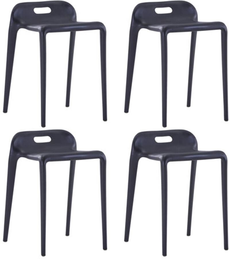 VidaXL -Krukken-stapelbaar-4-st-kunststof-zwart - Foto 3