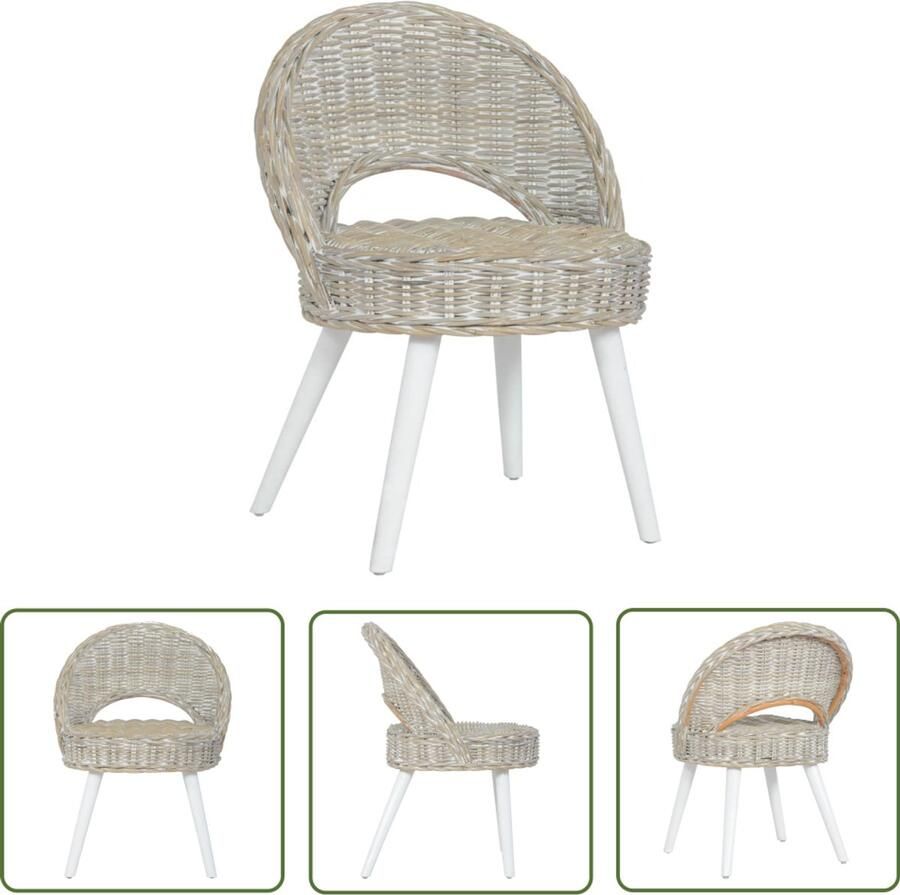 VidaXL Kubu Rattan Fauteuil kubu rattan wit Lounge Stoel Designstoel Wicker Stoel
