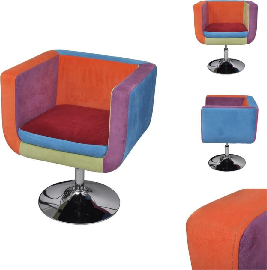 VidaXL Kubus-stoel Patchwork Verstelbaar kleuren Houten frame 63x57x66-76 cm Fauteuil - Foto 2