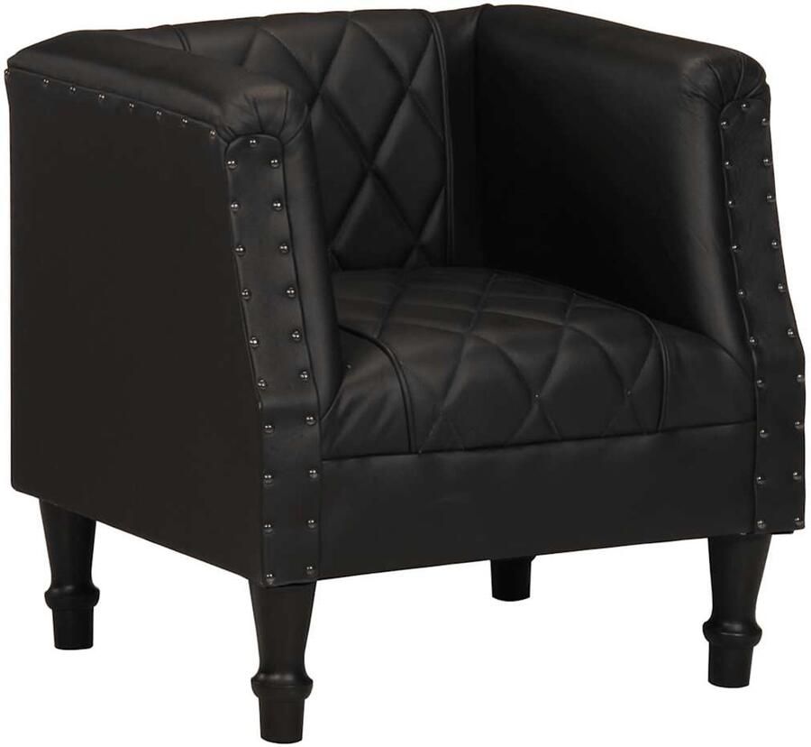 VidaXL Kuipstoel Kuipstoelen Fauteuils Kuipstoel echt geitenleer zwart - Foto 2