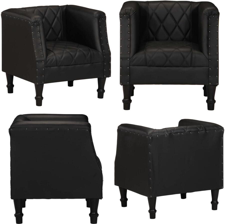 VidaXL Kuipstoel echt geitenleer zwart Kuipstoel Kuipstoelen Fauteuils