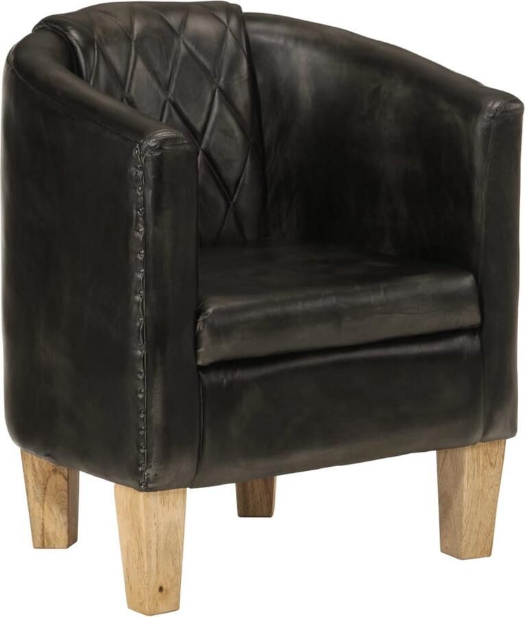 VidaXL Kuipstoel Echt leer Grijs Stijlvol design Luxe Kuipstoel Leren Fauteuil Lederen Stoel Lounge Stoel Relaxfauteuil Woonkamer Meubels Eetkamer Stoel - Foto 2