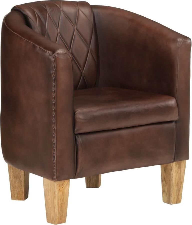 VidaXL Kuipstoel Echt leer Lichtbruin 58x54x70 cm Luxe Kuipstoel Lederen Fauteuil Leren Bank Loungestoel Relaxfauteuil