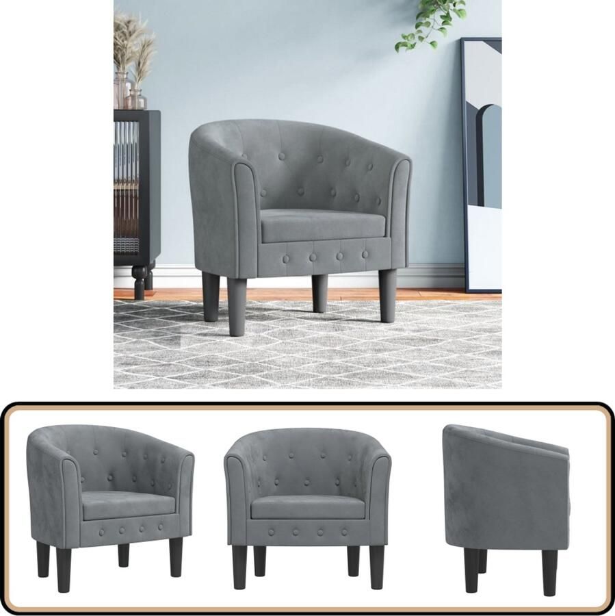 VidaXL Kuipstoel Fluweel Donkergrijs Stijlvol Comfort Moderne Kuipstoel Fluweel Stoel Donkere Grijze Stoel Lounge Stoel Fauteuils - Foto 2