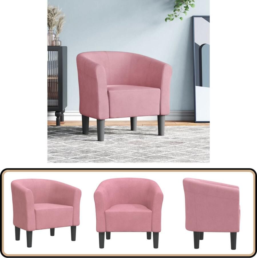 VidaXL Kuipstoel Fluweel Roze Comfort Elegant Moderne Kuipstoel Fluweel Stoel Roze Fauteuil Lounge Stoel Eetkamerstoelen - Foto 3