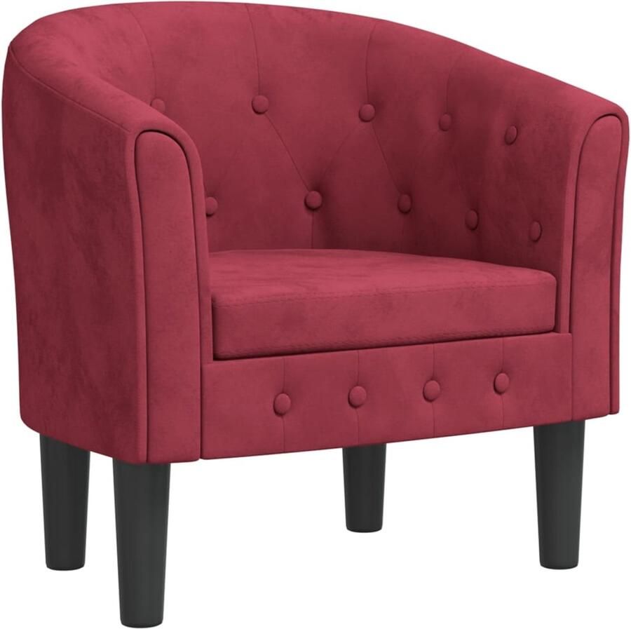 VidaXL Kuipstoel Fluweel Wijnrood Stijlvol Comfort Moderne Kuipstoel Fluweel Stoel Lounge Stoel Fauteuils Woonkamer Decoratie