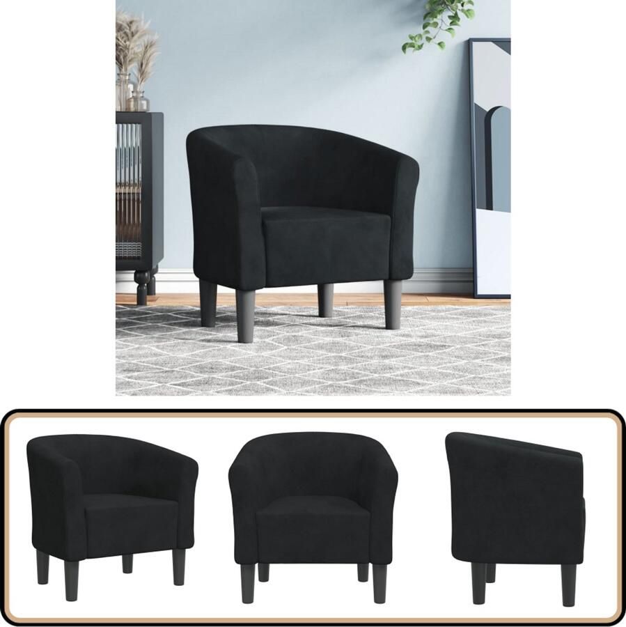 VidaXL Kuipstoel Fluweel Zwart Comfortabel Design Kuipstoel Fauteuils Lounge Stoel Velours Stoel Zwarte Stoel - Foto 3