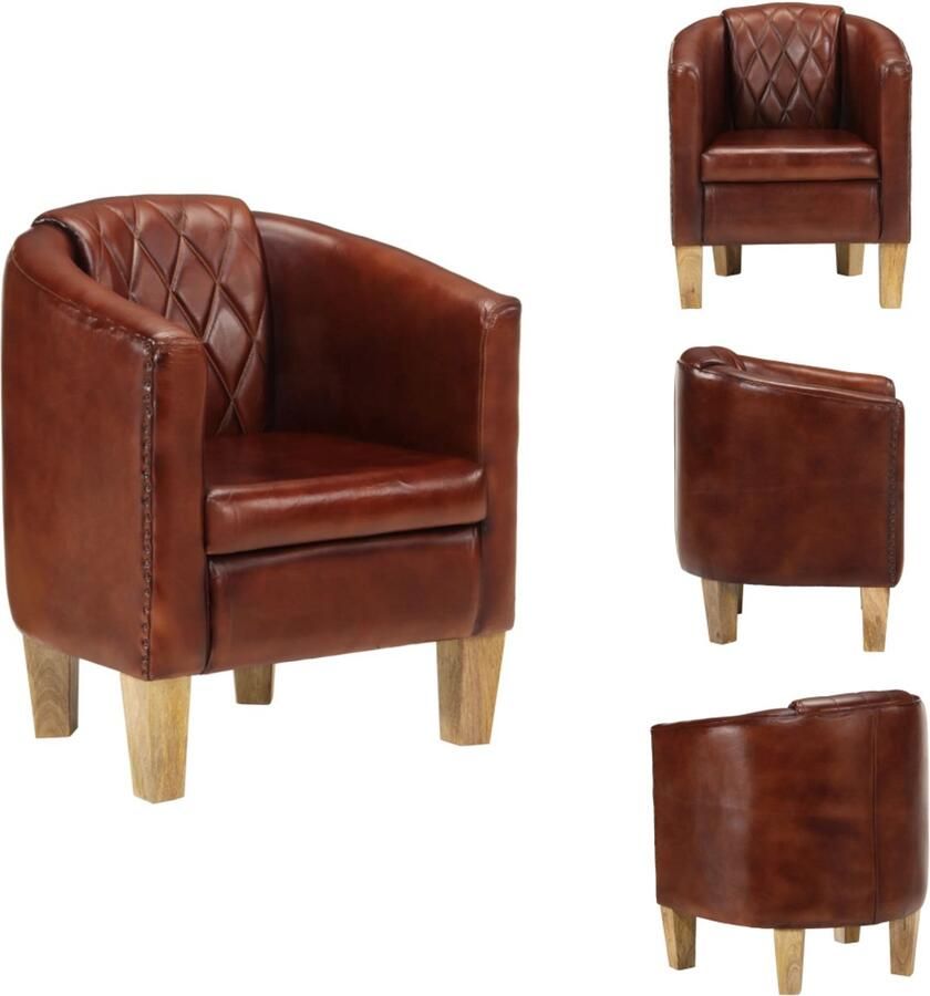 VidaXL Kuipstoel Kuipstoelen Fauteuil Relaxfauteuil Kuipstoel echt leer bruin
