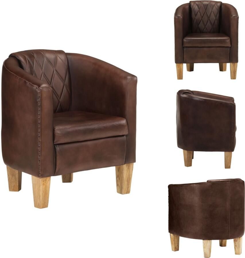 VidaXL Kuipstoel Kuipstoelen Fauteuil Relaxfauteuil Kuipstoel echt leer donkerbruin