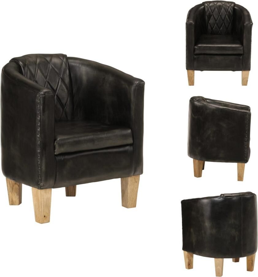 VidaXL Kuipstoel Kuipstoelen Fauteuil Relaxfauteuil Kuipstoel echt leer grijs