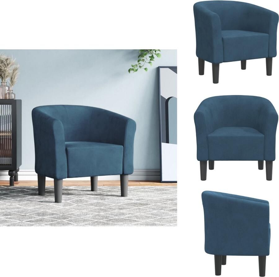 VidaXL Kuipstoel Kuipstoelen Fauteuil Relaxfauteuil Kuipstoel fluweel donkerblauw - Foto 2