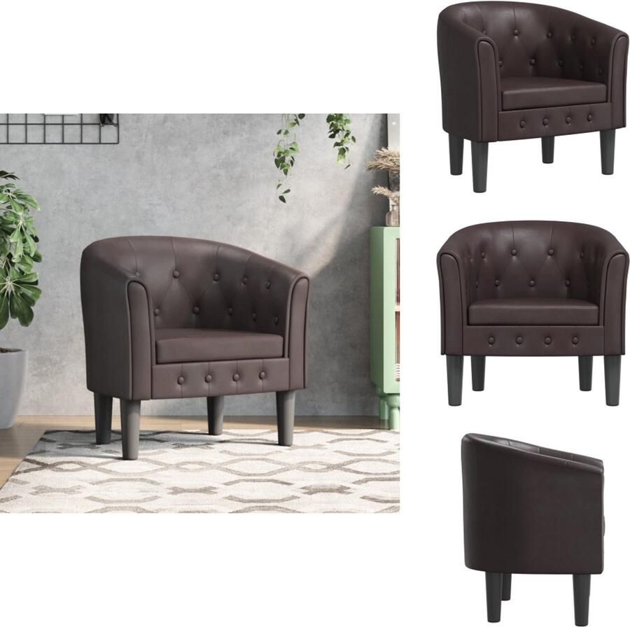 VidaXL Kuipstoel Kuipstoelen Fauteuil Relaxfauteuil Kuipstoel kunstleer bruin - Foto 2