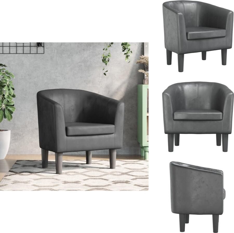 VidaXL Kuipstoel Kuipstoelen Fauteuil Relaxfauteuil Kuipstoel kunstleer grijs - Foto 2