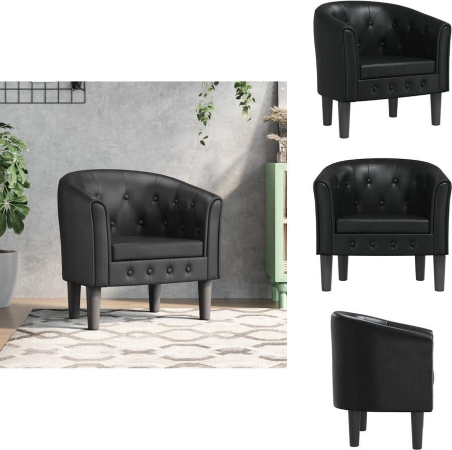 VidaXL Kuipstoel Kuipstoelen Fauteuil Relaxfauteuil Kuipstoel kunstleer zwart - Foto 2