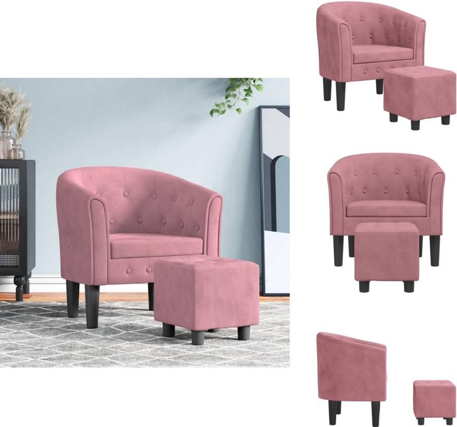 VidaXL Kuipstoel Kuipstoelen Fauteuil Relaxfauteuil Kuipstoel met voetenbank fluweel roze