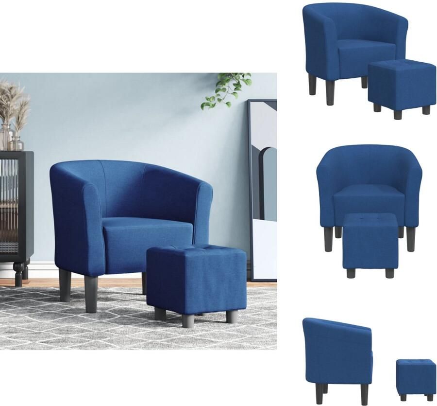 VidaXL Kuipstoel Kuipstoelen Fauteuil Relaxfauteuil Kuipstoel met voetenbank stof blauw