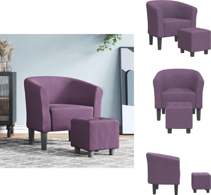 VidaXL Kuipstoel Kuipstoelen Fauteuil Relaxfauteuil Kuipstoel met voetenbank stof paars