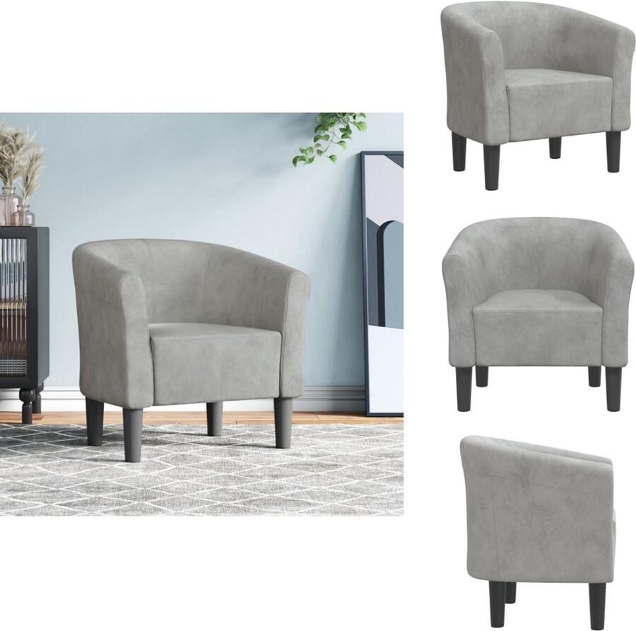 VidaXL Kuipstoel Kuipstoelen Fauteuil Relaxfauteuil Kuipstoel met voetenbankje fluweel lichtgrijs - Foto 2