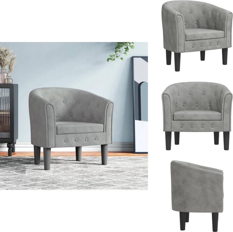 VidaXL Kuipstoel Kuipstoelen Fauteuil Relaxfauteuil Kuipstoel met voetenbankje fluweel lichtgrijs
