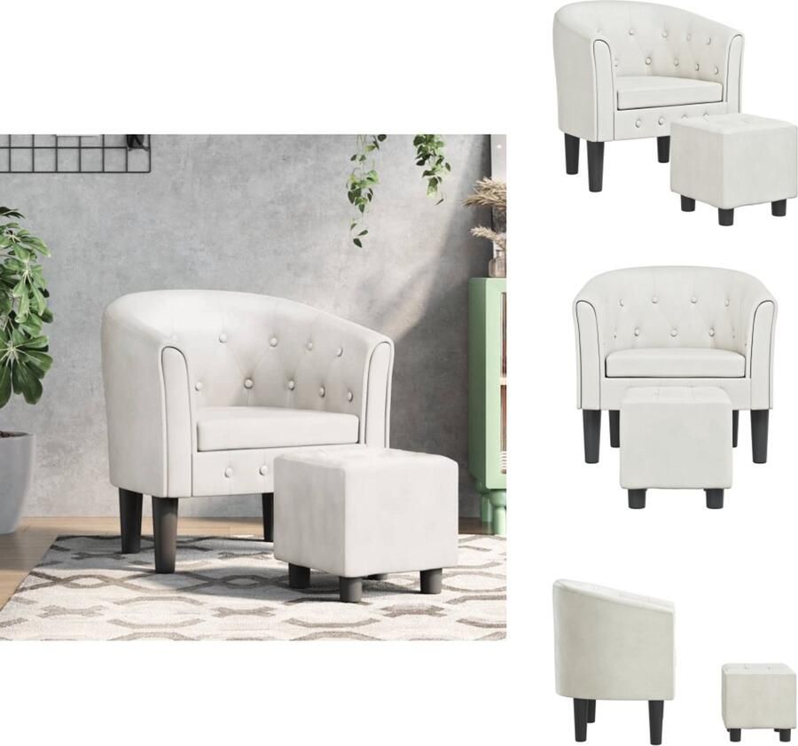 VidaXL Kuipstoel Kuipstoelen Fauteuil Relaxfauteuil Kuipstoel met voetenbankje kunstleer wit - Foto 2