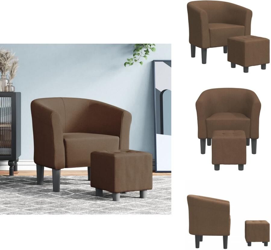 VidaXL Kuipstoel Kuipstoelen Fauteuil Relaxfauteuil Kuipstoel met voetenbankje stof bruin