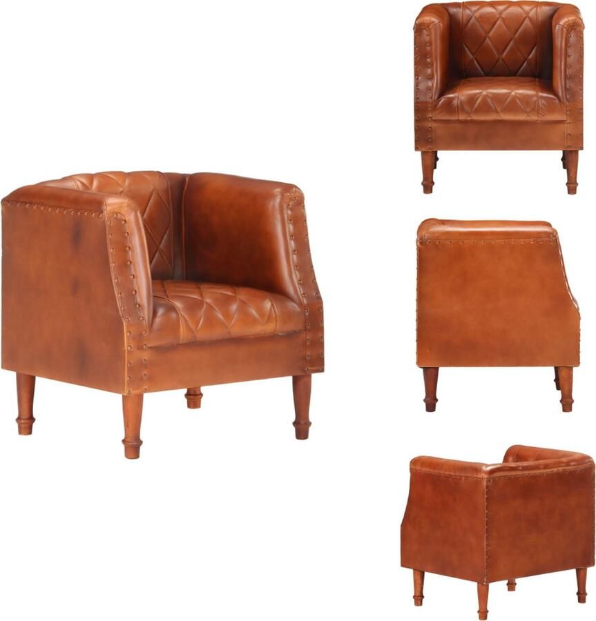 VidaXL Kuipstoel Kuipstoelen Fauteuils Kuipstoel echt geitenleer bruin
