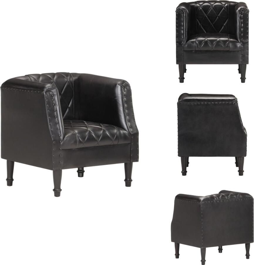 VidaXL Kuipstoel Kuipstoelen Fauteuils Kuipstoel echt geitenleer zwart