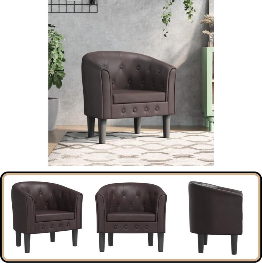 VidaXL Kuipstoel Kunstleer Bruin 70x56x68 cm Moderne Kuipstoel Bruine Leren Stoel Fauteuils Woonkamermeubilair Eetkamerstoelen