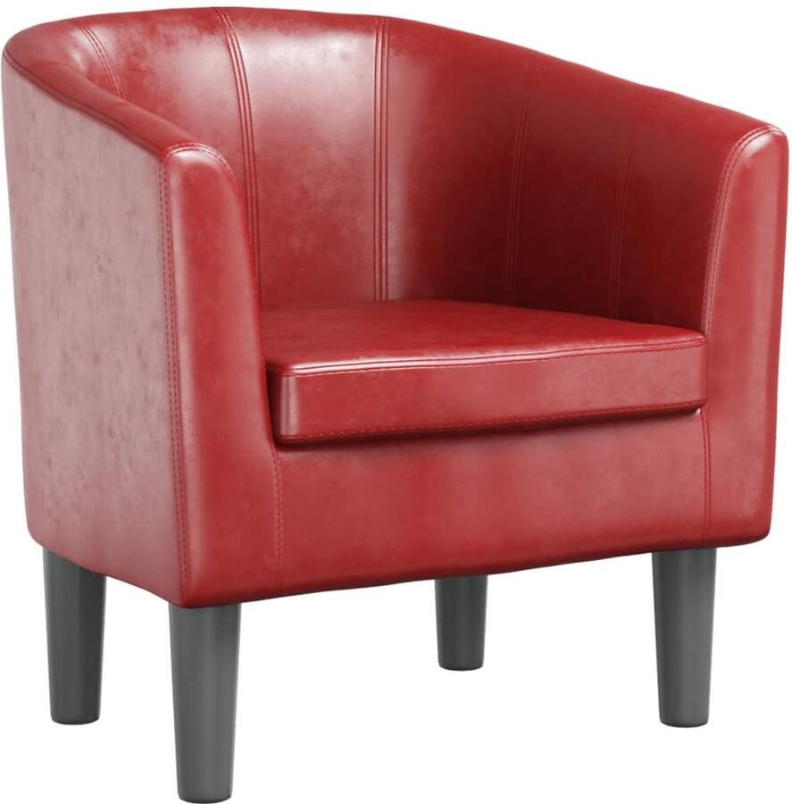VidaXL Kuipstoel Kunstleer Wijnrood Kuipstoel Kuipstoelen Fauteuil Relaxfauteuil